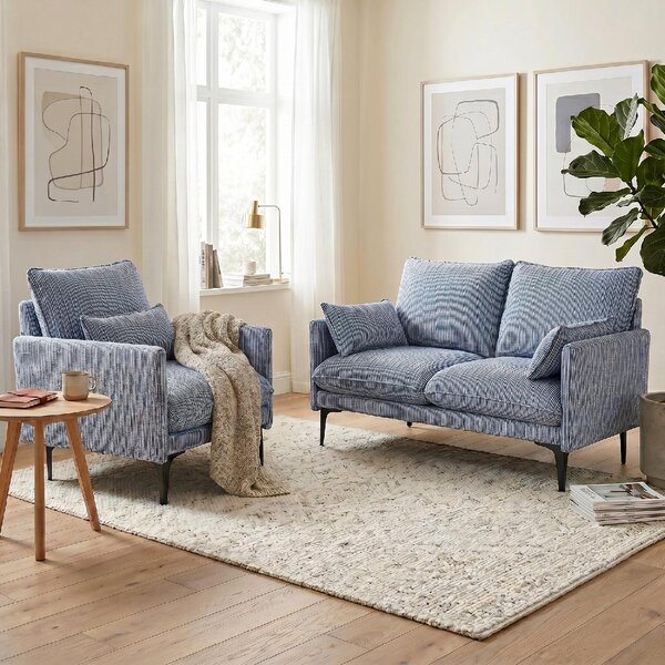 DecHome Poltrona Moderna in Tessuto Effetto Lino Dimensioni 73x80x80 cm colore Blu