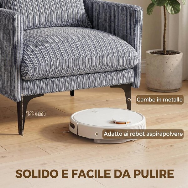 DecHome Poltrona Moderna in Tessuto Effetto Lino Dimensioni 73x80x80 cm colore Blu