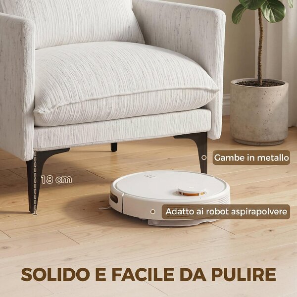 DecHome Poltrona Moderna in Tessuto Effetto Lino Dimensioni 73x80x80 cm colore Bianco