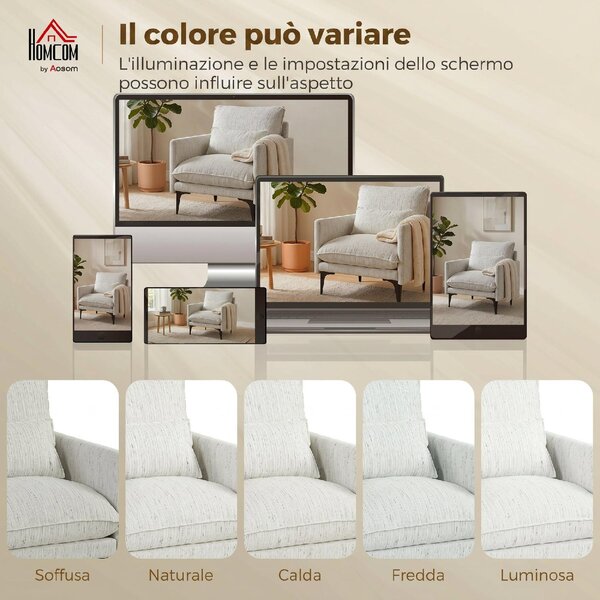 DecHome Poltrona Moderna in Tessuto Effetto Lino Dimensioni 73x80x80 cm colore Bianco