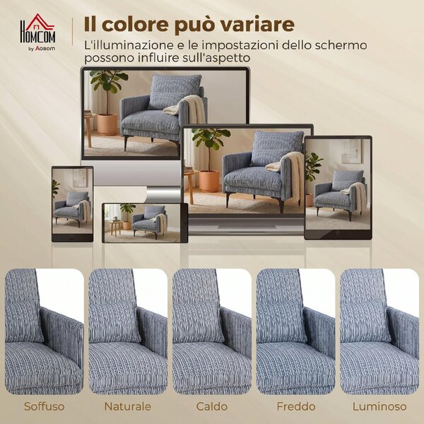 DecHome Poltrona Moderna in Tessuto Effetto Lino Dimensioni 73x80x80 cm colore Blu