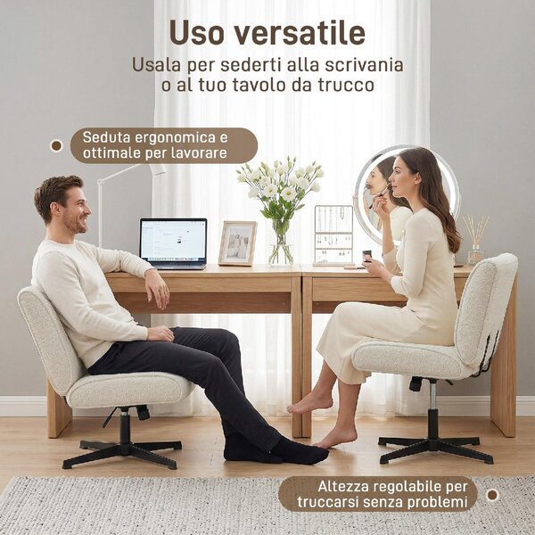 DecHome Poltrona Moderna in Velluto Dimensioni 63x75x90 cm colore Crema
