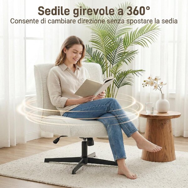 DecHome Poltrona Moderna in Velluto Dimensioni 63x75x90 cm colore Crema