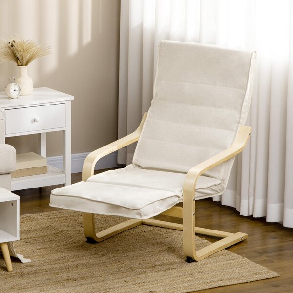 DecHome Poltrona Stile Scandinavo in Tessuto Effetto Lino Dimensioni 66.5x94x100 cm colore Crema