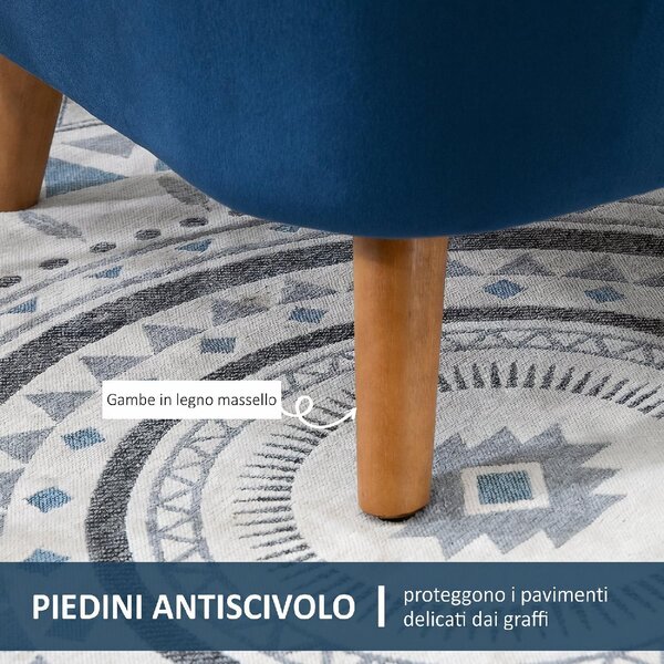 DecHome Poltrona Moderna in Velluto Dimensioni 67x65x77 cm colore Blu