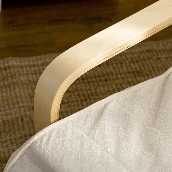 DecHome Poltrona Stile Scandinavo in Tessuto Effetto Lino Dimensioni 66.5x94x100 cm colore Crema