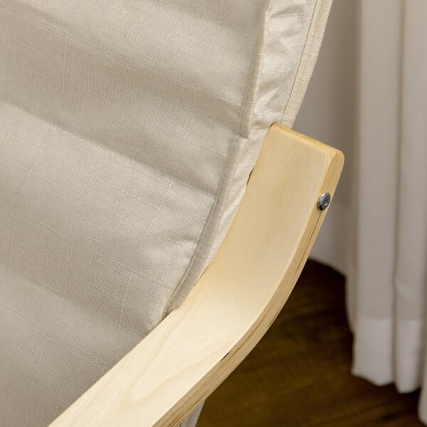 DecHome Poltrona Stile Scandinavo in Tessuto Effetto Lino Dimensioni 66.5x94x100 cm colore Crema