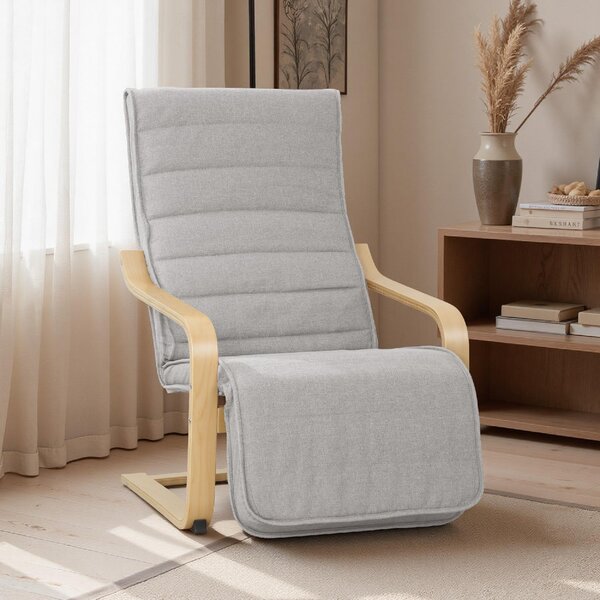 DecHome Poltrona Stile Scandinavo in Tessuto Effetto Lino Dimensioni 66.5x94x100 cm colore Grigio Chiaro