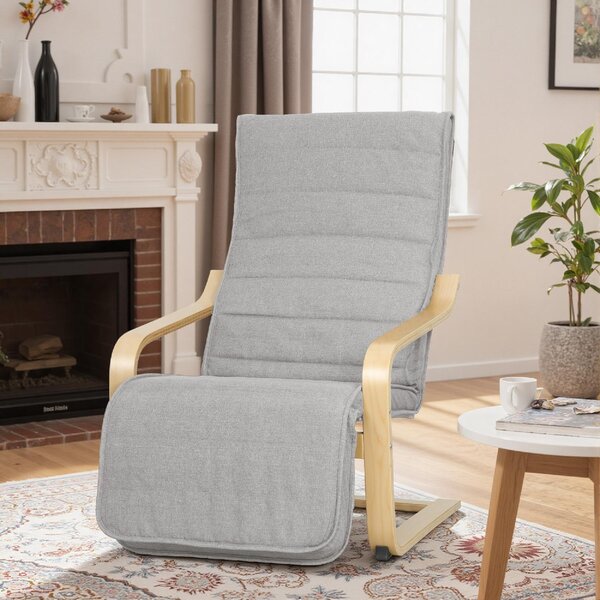 DecHome Poltrona Stile Scandinavo in Tessuto Effetto Lino Dimensioni 66.5x94x100 cm colore Grigio Chiaro