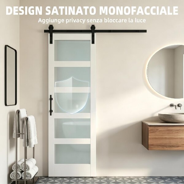 DecHome Porta Scorrevole in Vetro Satinato con Binario e Kit Ferramenta in Legno 71.2x3.5x213.4 cm Multicolore