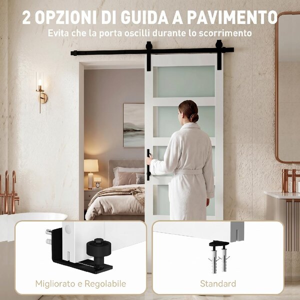 DecHome Porta Scorrevole in Vetro Satinato con Binario e Kit Ferramenta in Legno 71.2x3.5x213.4 cm Multicolore