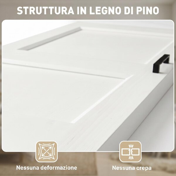 DecHome Porta Scorrevole a Muro in Legno di Pino con Binario Guida e Kit di Montaggio 76.2x3.5x213.4 cm colore Bianco