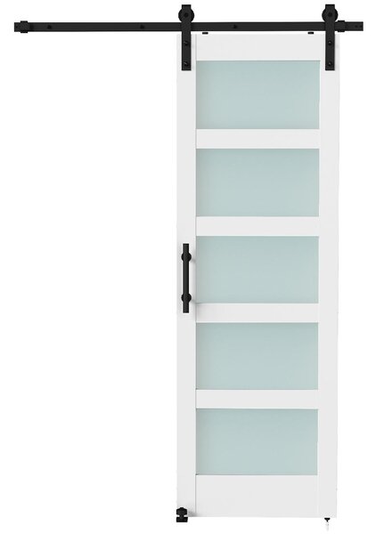 DecHome Porta Scorrevole in Vetro Satinato con Binario e Kit Ferramenta in Legno 71.2x3.5x213.4 cm Multicolore