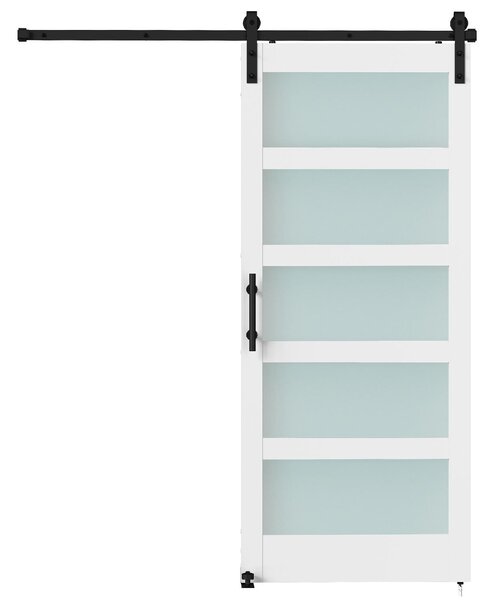 DecHome Porta Scorrevole in Vetro Satinato con Binario e Kit Ferramenta in Legno 91.2x3.5x213.4 cm Multicolore