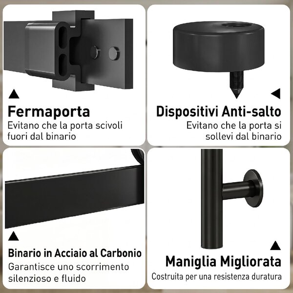 DecHome Porta Scorrevole in Vetro Satinato con Binario e Kit Ferramenta in Legno 71.2x3.5x213.4 cm Multicolore