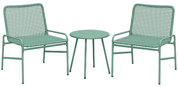 VivaGarden Salotto da Giardino con 2 Sedie e Tavolino in Rattan PE colore Verde