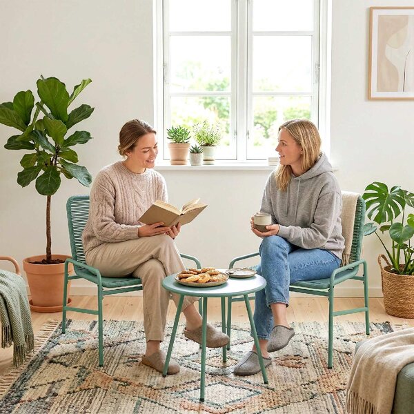 VivaGarden Salotto da Giardino con 2 Sedie e Tavolino in Rattan PE colore Verde