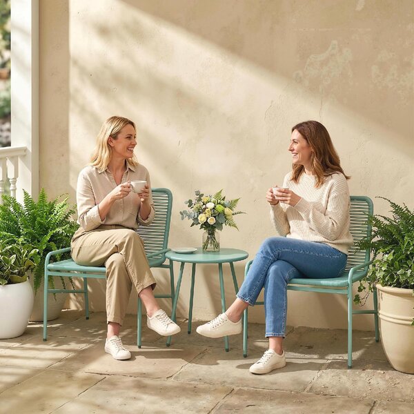 VivaGarden Salotto da Giardino con 2 Sedie e Tavolino in Rattan PE colore Verde