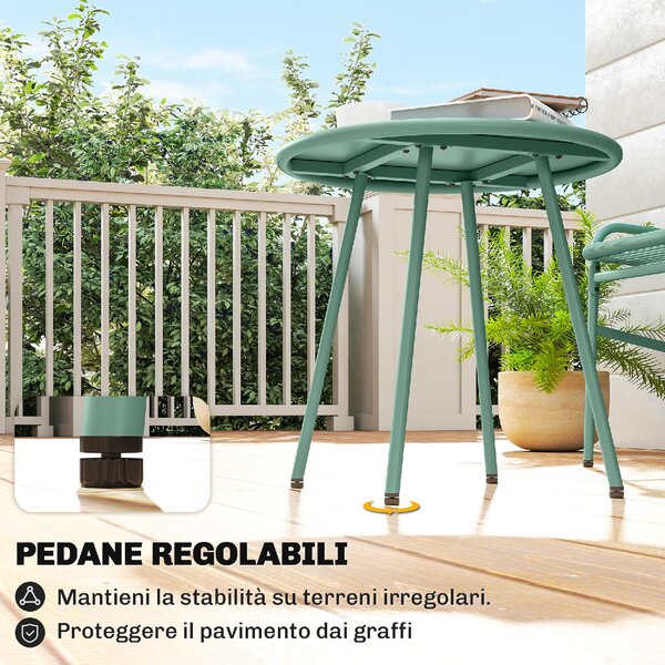 VivaGarden Salotto da Giardino con 2 Sedie e Tavolino in Rattan PE colore Verde