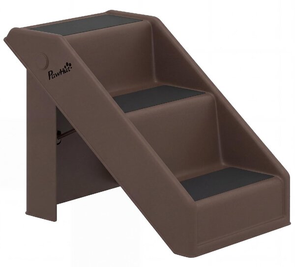 AllMyPets Scaletta per Cani e Gatti con 3 Scalini Antiscivolo per Letti Alti e Divani 53x30.5x36.5 cm colore Marrone