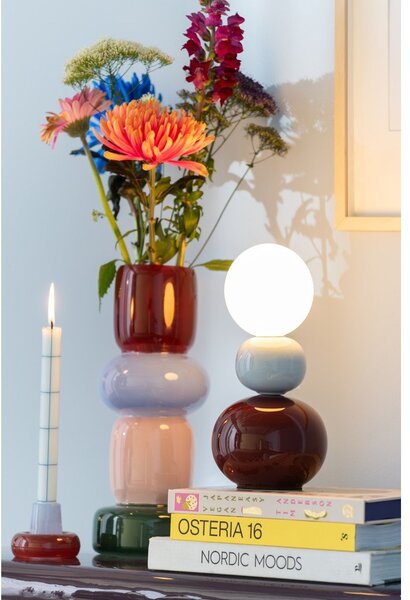 Lampada da tavolo burgundy/azzurra in ceramica (altezza totale 26 cm) Firenze Pellet – Leitmotiv