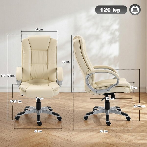 Icon Space Sedia da Ufficio Ergonomica in Ecopelle con Braccioli colore Beige