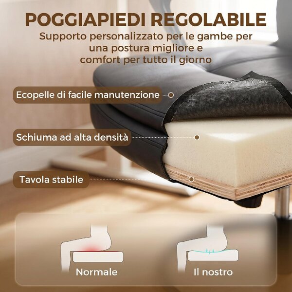 Icon Space Sedia da Ufficio Ergonomica in Ecopelle Schienale Alto Braccioli colore Nero