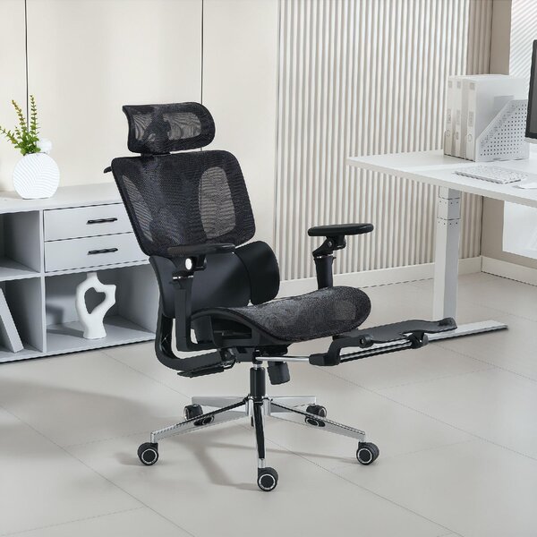 Icon Space Sedia da Ufficio Ergonomica Reclinabile con Braccioli e Poggiatesta colore Nero