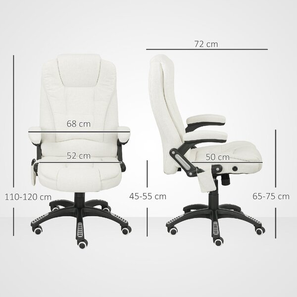 Icon Space Sedia da Ufficio Ergonomica Reclinabile Massaggiante in Tessuto Effetto Lino colore Crema