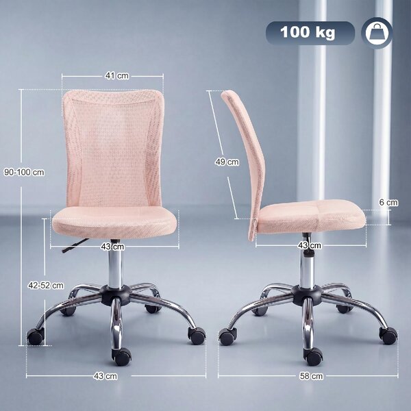 Icon Space Sedia da Ufficio Ergonomica Senza Braccioli in Tessuto colore Rosa
