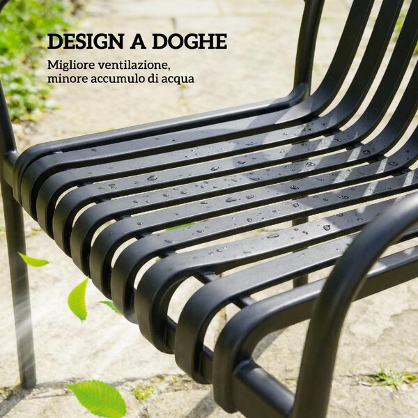 VivaGarden Sedia per Esterni Impilabile Set 4 Sedie da Giardino in PP Dimensioni 55x58.5x81.5 cm colore Nero