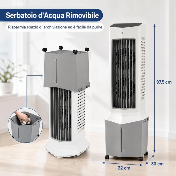 Costway 3 in 1 condizionatore evaporativo portatile con 12 l serbatoio raffreddatore d'aria timer e telecomando, Condizionatore evaporativo per casa e ufficio