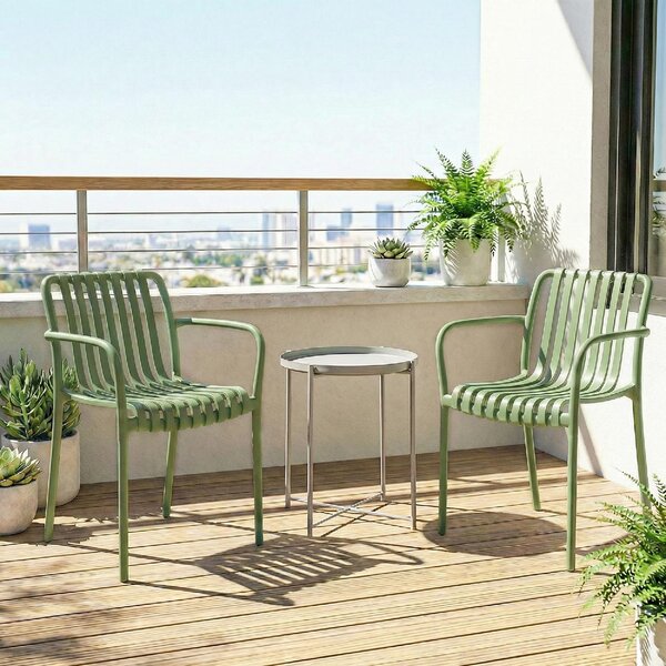 VivaGarden Sedia per Esterni Impilabile Set 4 Sedie da Giardino in PP Dimensioni 55x58.5x81.5 cm colore Verde Scuro