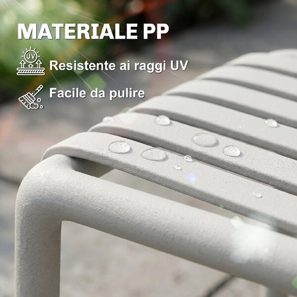 VivaGarden Sedia per Esterni Impilabile Set 4 Sedie da Giardino in PP Dimensioni 58x57.5x79.5 cm colore Grigio