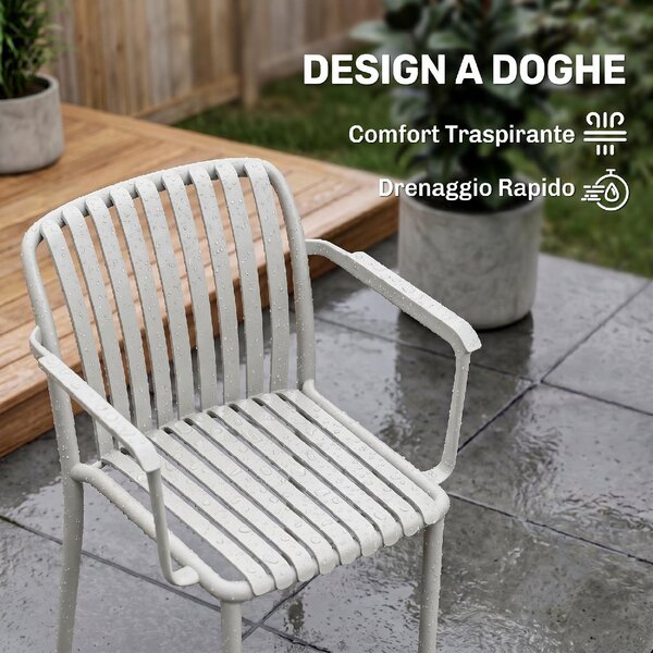 VivaGarden Sedia per Esterni Impilabile Set 4 Sedie da Giardino in PP Dimensioni 58x57.5x79.5 cm colore Grigio