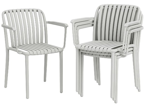 VivaGarden Sedia per Esterni Impilabile Set 4 Sedie da Giardino in PP Dimensioni 58x57.5x79.5 cm colore Grigio