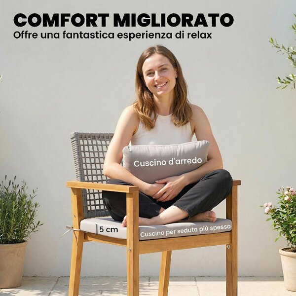 VivaGarden Sedia per Esterni Set 2 Sedie da Giardino in Legno di Acacia Dimensioni 59x55x86 cm colore Legno Naturale