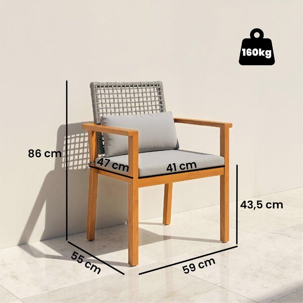 VivaGarden Sedia per Esterni Set 2 Sedie da Giardino in Legno di Acacia Dimensioni 59x55x86 cm colore Legno Naturale