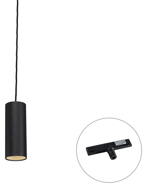 Lampada a sospensione di design nera con adattatore per binario monofase - Slimline Tubo