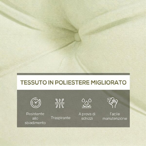 VivaGarden Set 2 Cuscini da Giardino per Divani in Poliestere con Imbottitura Spessa colore Crema