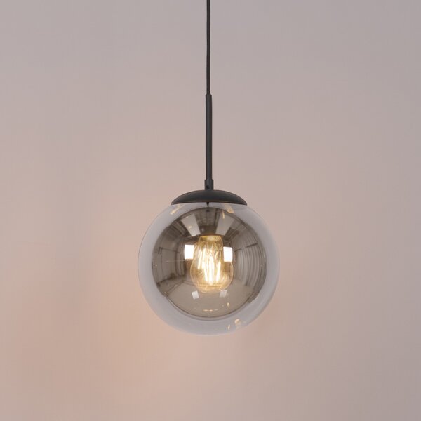 Lampada a sospensione Art Déco Nera con vetro fumé con adattatore per binario monofase - Slimline Flore