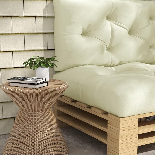 VivaGarden Set 2 Cuscini da Giardino per Divani in Poliestere con Imbottitura Spessa colore Crema