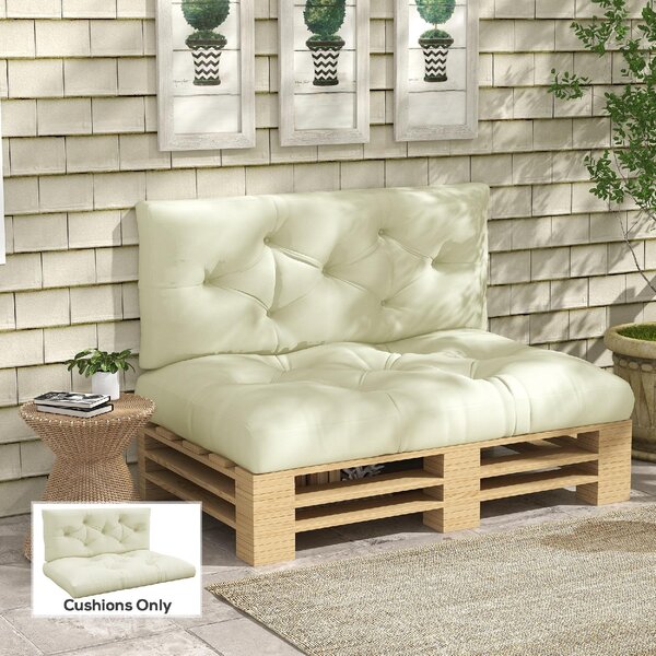 VivaGarden Set 2 Cuscini da Giardino per Divani in Poliestere con Imbottitura Spessa colore Crema