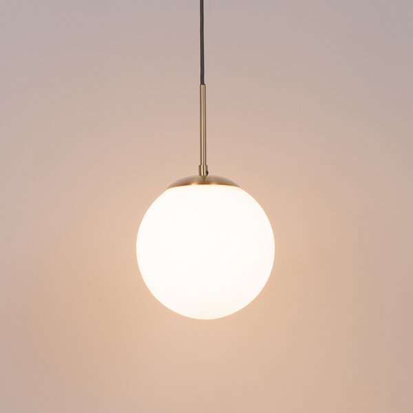 Lampada a sospensione Art Déco oro con vetro opale incl. adattatore per binario monofase nero - Slimline Flore