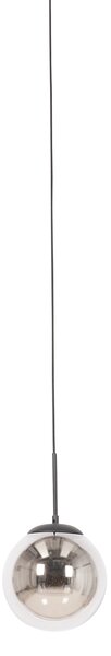 Lampada a sospensione Art Déco Nera con vetro fumé con adattatore per binario monofase - Slimline Flore