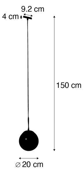 Lampada a sospensione Art Déco Nera con vetro fumé con adattatore per binario monofase - Slimline Flore