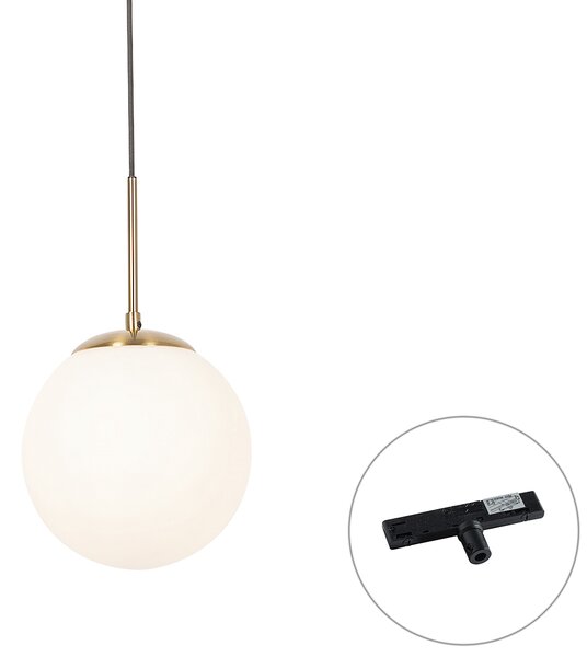 Lampada a sospensione Art Déco oro con vetro opale incl. adattatore per binario monofase nero - Slimline Flore