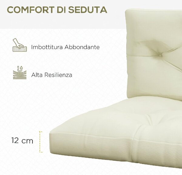 VivaGarden Set 2 Cuscini da Giardino per Divani in Poliestere con Imbottitura Spessa colore Crema