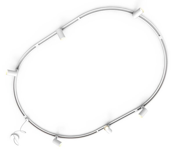 Sistema di illuminazione a binario moderno con 6 faretti bianchi monofase ovale 100 cm - Iconic Jeana