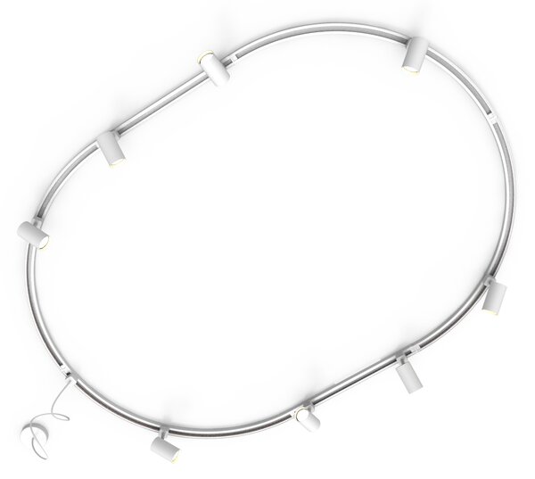 Sistema di illuminazione a binario moderno con 8 faretti bianchi monofase ovale 200 cm - Iconic Jeana